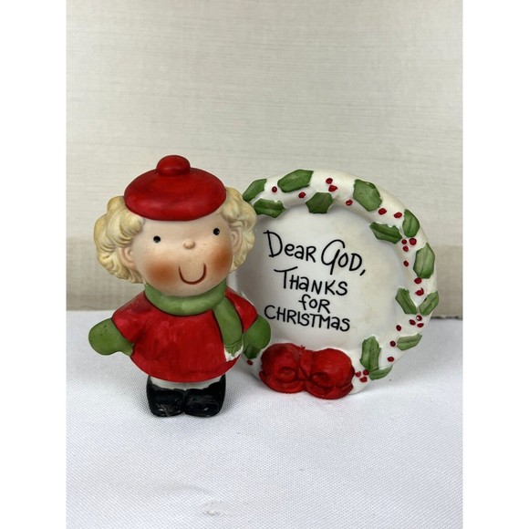 Enesco Dear God Kids "Thanks For Christmas" Figurine With Box EUC - Picture 2 of 14